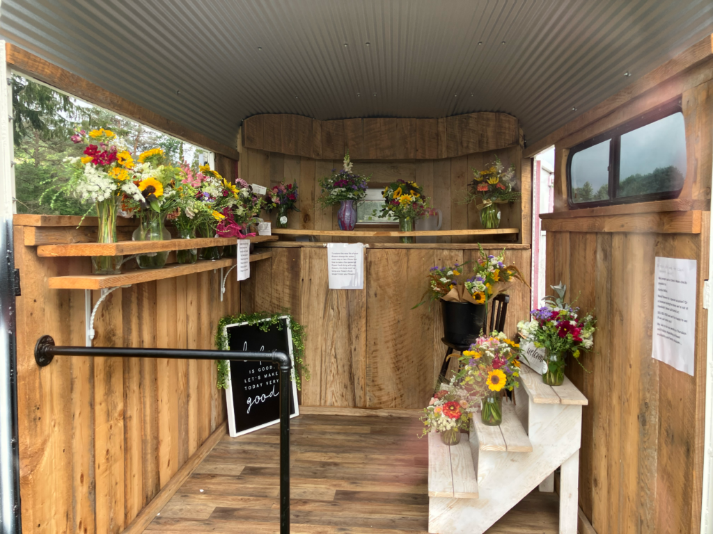 Interior of the flower trailer