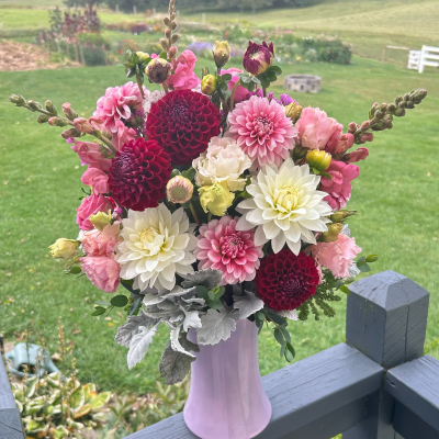 different kinds of pink and purple flowers