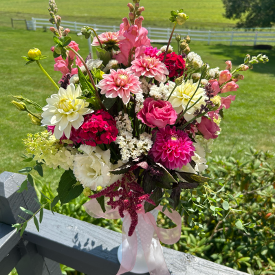 different kinds of pink and red flowers